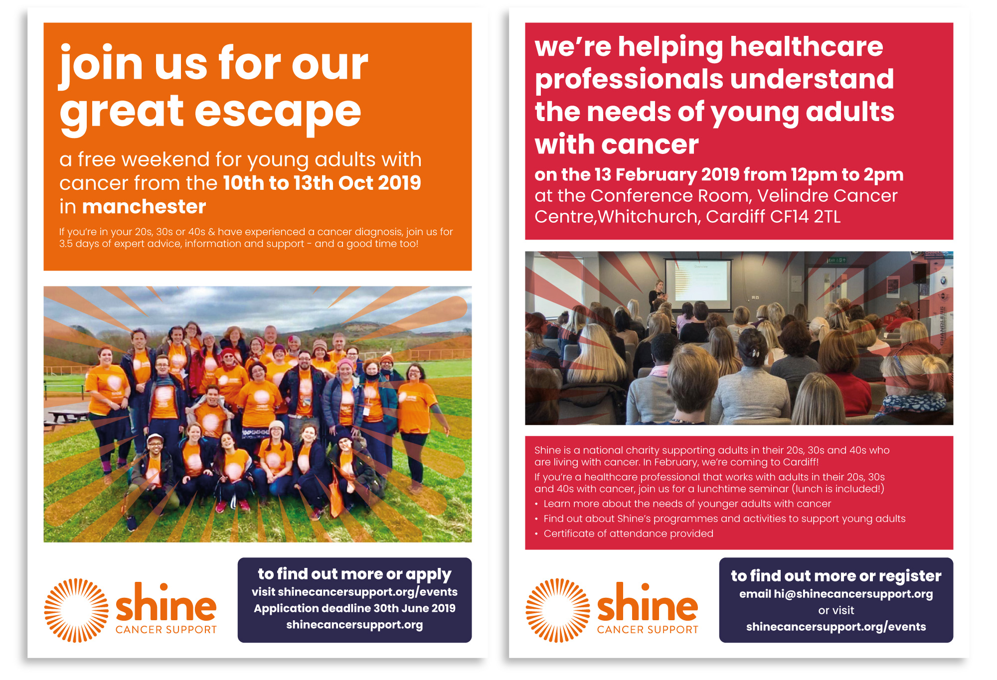 shine-event-posters events posters design for cancer support charity