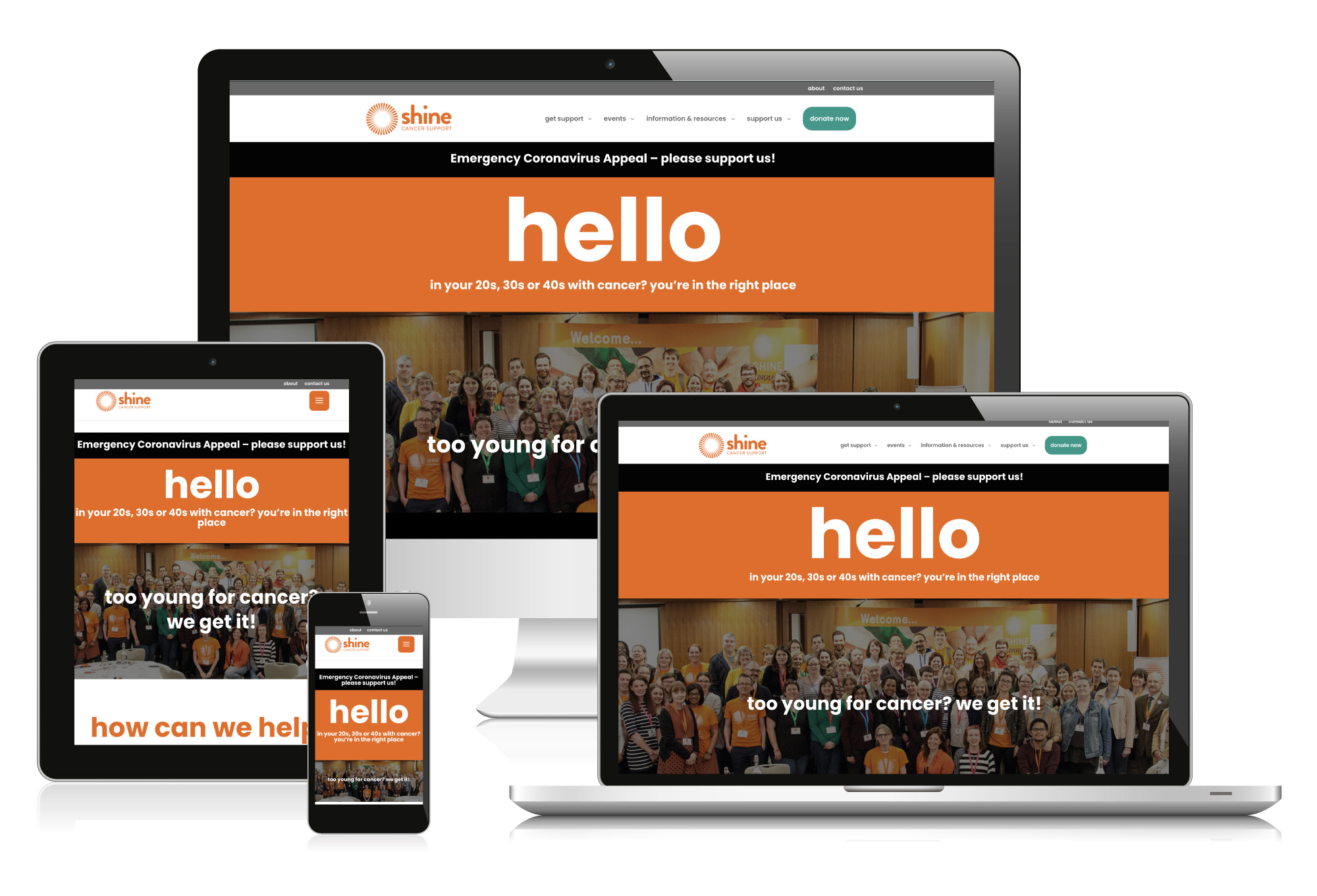 shine-website-design website design for cancer support charity